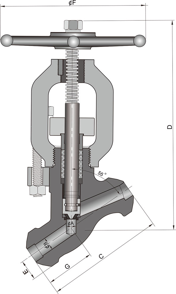 分体式锻造Y型截止阀 分体式锻钢Y型截止阀