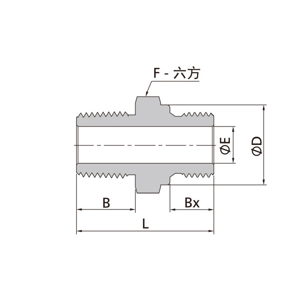 NPT外螺纹转ISO平行外螺纹直通（外螺纹根部复合垫片密封）