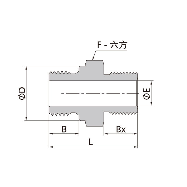 ISO平行外螺纹转公制外螺纹直通（外螺纹根部复合垫片密封）